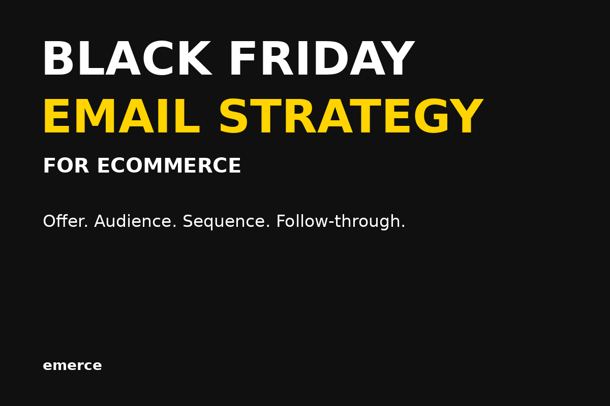 Black Friday email strategy for ecommerce: offer, audience, sequence and follow-through.