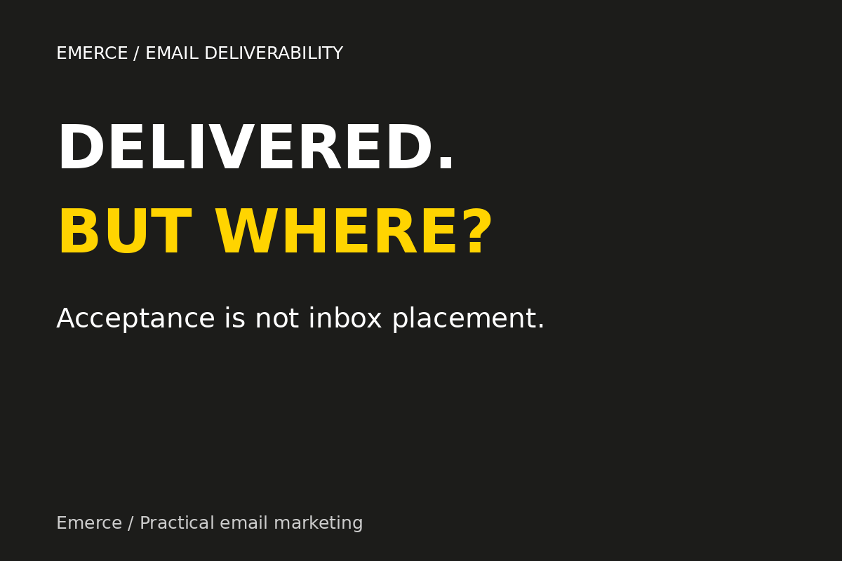 Delivered, but where? A strong delivered rate does not establish inbox placement.