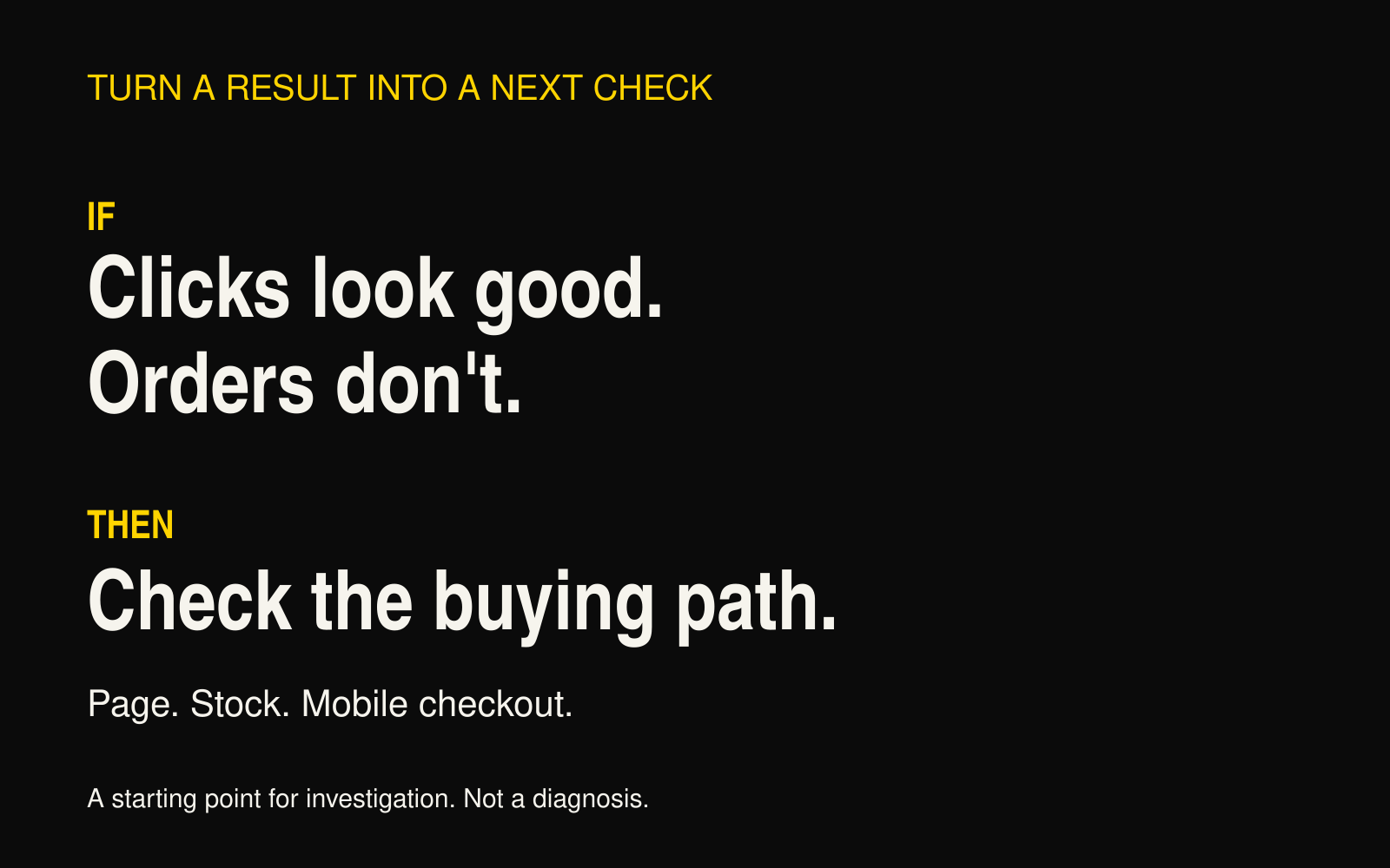 When clicks look good but orders do not, check the buying path before redesigning the email.